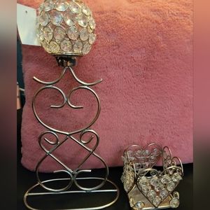 NEW!!2 crystal candle holders